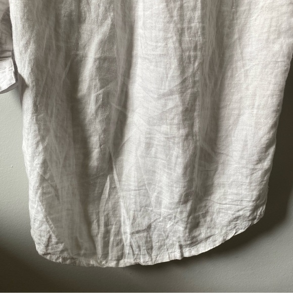 C&C California 100% Linen Off White Long Button Down Shirt Small - Picture 9 of 14